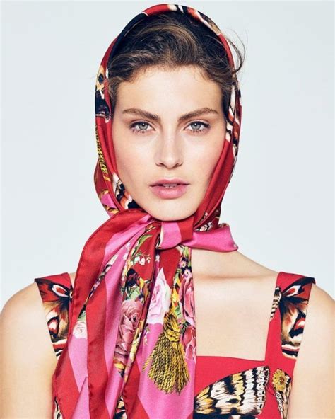 dolce gabbana silk large scarf worn over hair